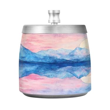 Imagem de SEHANY Cinzeiro Majestic Mountain Peak com tampa para cigarros, à prova de vento, sem fumaça, aço inoxidável, cinzeiros para uso interno e externo, grande, inodoro, para fumantes, decoração de