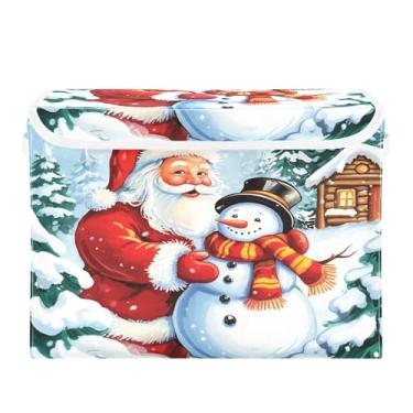 Imagem de SEHANY Cestas de armazenamento de Papai Noel de Natal com tampas, organizador de caixas de armazenamento de tecido para armário de roupas, cobertor de escritório, berçário, 42 x 32 x 30 cm