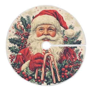 Imagem de SEHANY Saia para árvore de Natal, 122 cm, Papai Noel, vermelha, decoração de árvore de Natal, tapetes para decoração de festa de Natal em casa