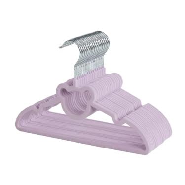 Imagem de ManGotree Cabides de veludo infantis de 32,5 cm, cabide de feltro antiderrapante, cabide de urso fofo para berçário, cabides infantis que economizam espaço para armário infantil (pacote com 20, roxo)