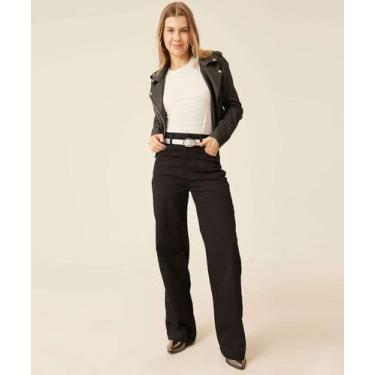 Imagem de Calça Wide Leg Pantalona Feminina Sarja Sawary-77053, Preto, 42