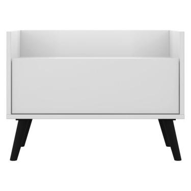 Imagem de Mesa de Cabeceira 60cm com Pés Retrô Branca preta