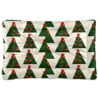 Imagem de SEHANY Cama de árvore de Natal em aquarela para cães e gatos com fundo antiderrapante, caixa de canil, colchão macio para animais de estimação, lavável para cães pequenos, médios e grandes, gatos, 61