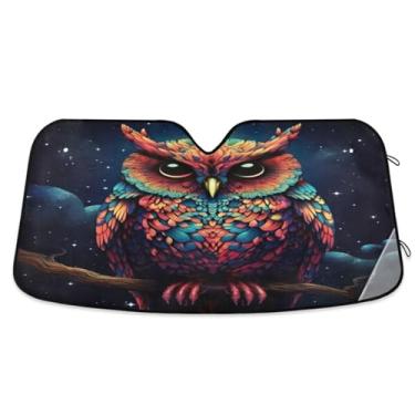 Imagem de ATTX Corujas Para-brisas Carro Para-brisas 144.8 cm x 80.0 cm Escudo Solar Universal com Proteção UV, Persiana de Janela Frontal Auto Dobrável para Sedans SUVs Caminhões #588