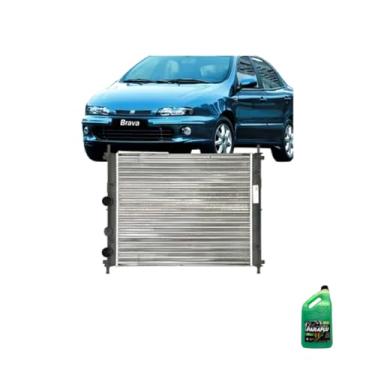 Imagem de Kit Radiador Brava 1.6 16V 00/01 C/Ar + Aditivo Paraflu Verde 5 Litros