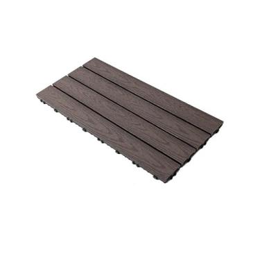 Imagem de Telhas de WPC 60 x 30 cm, 1 m² = 6 azulejos de terraço, azulejos de clique com aparência de madeira, piso para varanda, resistente às intempéries com função de drenagem C5 11 peça