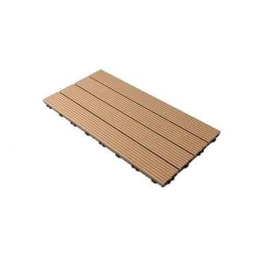 Imagem de Telhas de deck interligadas de madeira de acácia longa e sólida, piso de madeira impermeável para caminho, piscina, quintal e pátio B4 11 peças