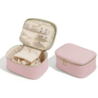 Imagem de Caixa de joias multicolorida organizadora para mulheres, estojo de joias de viagem com bolsa de veludo com zíper, impermeável, presentes para casamento, aniversário, Natal