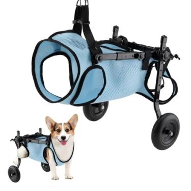 Imagem de HGTRH Cadeira de rodas para cães, cadeira de rodas para cães leve para pernas traseiras com material de liga de alumínio ajustável para mobilidade para cães com rodas para bonecas injetadas azul claro