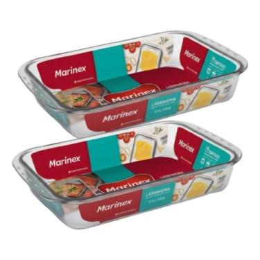 Imagem de Kit 2 Assadeira Retangular Vidro 3,7l Temperado Marinex Serv