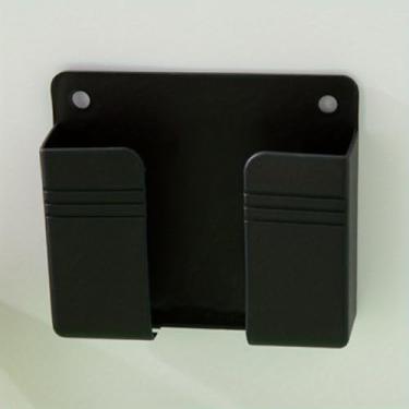 Imagem de 1 peça de suporte de parede para celular, organizador de parede sem perfuração, com ganchos para estações de carregamento, controle remoto, armazenamento, entrada, preto