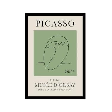 Imagem de Impressão em tela verde sálvia Pablo Picasso animais esboço arte de parede gato cão pássaro cavalo impressão linha abstrata desenho pôsteres para quarto casa escritório decoração (SKU9,20.3x30.5 cm =