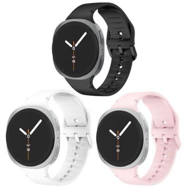 Imagem de Pulseira esportiva de silicone macio sem lacunas compatível com Samsung Galaxy Watch 8 de 44 mm e 40 mm/Galaxy Watch 8 Classic de 46 mm, pacote com 3 pulseiras esportivas sem lacunas para homens e
