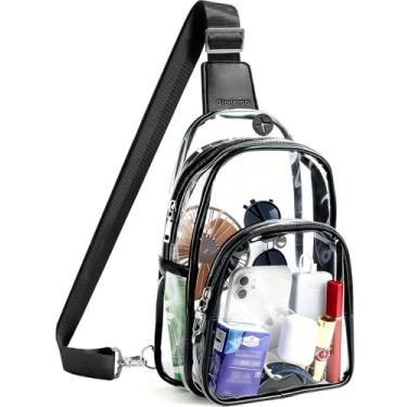 Imagem de GLORIEROO Bolsa transparente para eventos de estádio - Bolsa tiracolo pequena transparente para mulheres e homens para eventos esportivos e shows, Preto