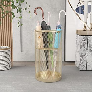 Imagem de YYBOES Suporte de guarda-chuva de metal, recortes nórdicos, arte de ferro, porta-guarda-chuva, organizador de entrada interna, prateleira de armazenamento redonda para casa, entrada, corredor