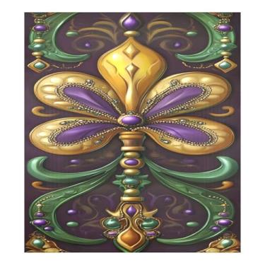 Imagem de Qilmy Fleur De Lis Mardi Gras capa magnética para máquina de lavar louça, 58 x 66 cm, capa decorativa para geladeira para porta frontal, adesivo, máquina de lavar, painel de geladeira, decalque para