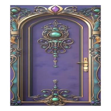Imagem de Qilmy Fleur De Lis Mardi Gras capa magnética para máquina de lavar louça, 58 x 66 cm, capa decorativa para geladeira para porta frontal, adesivo, máquina de lavar, painel de geladeira, decalque para