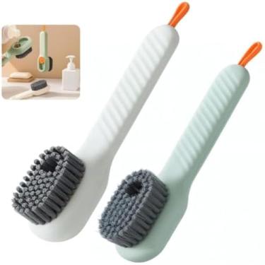 Imagem de Escova para limpeza de multiplos usos, com sabao, domestica, plastica, duravel, azul