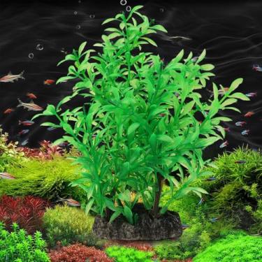 Imagem de Vários estilos de plantas aquáticas artificiais realistas, verde, planta falsa, grama, aquário, paisagismo, decoração de visualização de aquário (estilo 4,21 * 16 * 7 cm)
