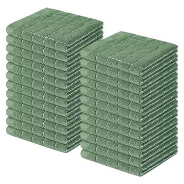 Imagem de Homaxy Panos de prato de cozinha felpudos 100% algodão, panos de prato ultra macios e absorventes para cozinha, adequados para secar e lavar pratos, pacote com 24, 30 x 30 cm, verde grama