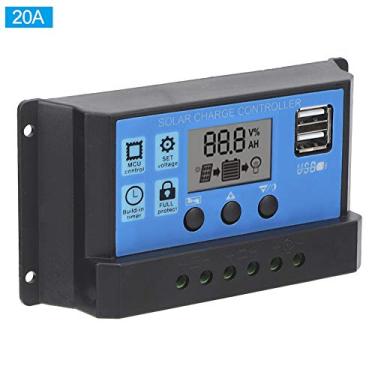 Imagem de Ymiko Regulador de Painel Solar Com Display LCD, Controlador PWM USB Duplo para Sistemas 12V/24V, Identificação Automática de Carga (20A)