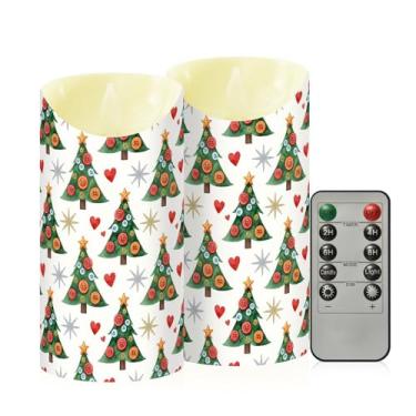 Imagem de Wassud Árvores de Natal corações velas sem chama com controle remoto, velas realistas cintilantes com temporizador, velas decorativas para Natal, casamento, festa, decoração de casa média