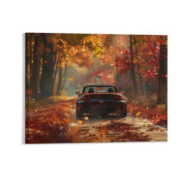 Imagem de HouLaiZhe Jdm Mx5 Folhas caídas outono esportes carro posters lona parede estética sala decoração de parede impressões galeria sala decoração de parede para quarto sala de estar escritório 16 x 20