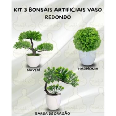 Imagem de Genérico, Kit 3 Plantas Bonsais Artificiais – Decoração Oriental Estilo Contemporâneo Vaso Redondo