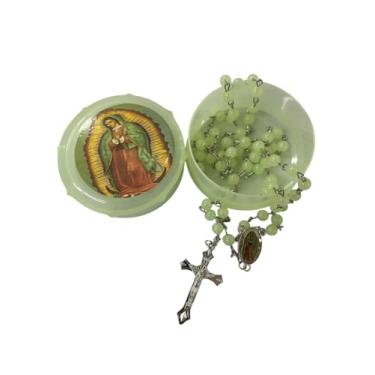 Imagem de CLGIFT Conjunto de 12 rosários da Virgem de Guadalupe (Virgem de Guadalupe) que brilha no terço escuro de Baptsim/favor religioso/pendente de 45,7 cm