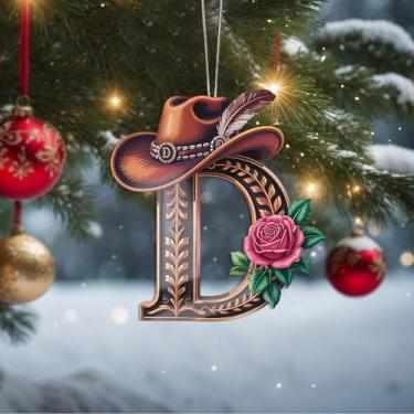 Imagem de Decorações de Dia dos Namorados de cristal A-Z, chapéu de caubói LetterD, enfeites de Natal feitos à mão, decoração de carro e casa - decoração de acrílico escolar, troca de presentes para amigos