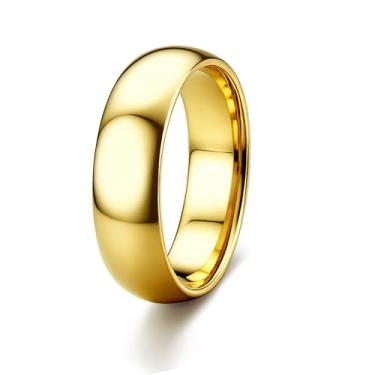 Imagem de ORAZIO Aliança de casamento masculina de aço inoxidável para homens e mulheres 6 mm 8 mm prata ouro preto simples abobadado anel de casamento anel alto polimento conforto ajuste tamanho 6-14, Sem