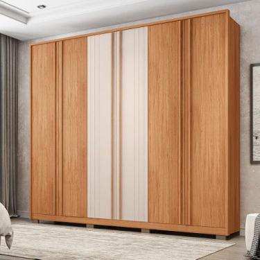 Imagem de Roupeiro Mozart 6 Portas 4 Gavetas Caemmun, Freijo/Off White