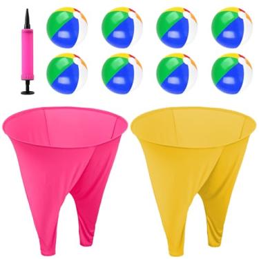 Imagem de OMKSIH Calça Granny Pant Yard Game 2 peças Freaky Party Games Pants com 8 bolas saltitantes e 1 bomba de ar calça grande para vovó jogo ao ar livre para adultos festa no quintal dia de campo jogos de