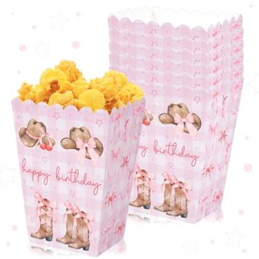 Imagem de Roaring Good Time 10 peças de sacos de papel de vaca ocidental, caixas de pipoca, laço rosa, chapéu de cowboot, coquete, doces, guloseimas para artigos de decoração de festa de aniversário