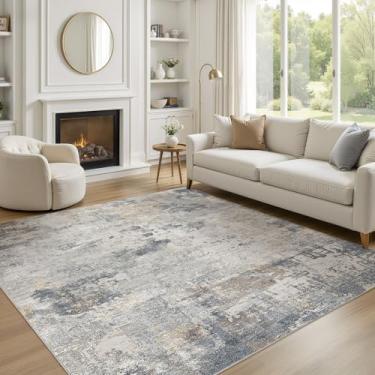 Imagem de UERMEI Tapetes quadrados: Tapete abstrato moderno e neutro lavável 15 x 15 cm para sala de estar - Tapete macio com suporte antiderrapante para cozinha, berçário, dormitórios, fazenda, decoração de