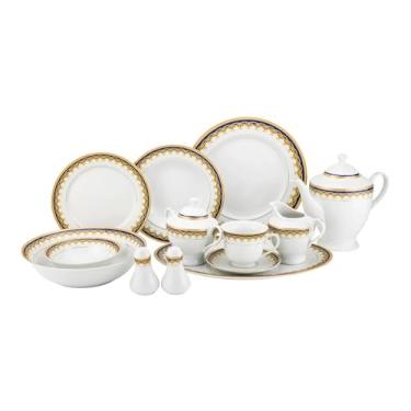 Imagem de Conjunto de louças de banquete de 57 peças de porcelana europeia, utensílios de mesa de luxo para a China, serviço para 8 pessoas, Stardust Gold, 1