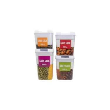 Imagem de Conjunto 3 Potes Herméticos Redondos de Plástico com Tampa, Transparente, 400ml/800ml/1800ml, Organizador para Alimentos