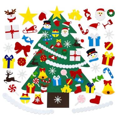 Imagem de Conjunto de árvore de Natal de feltro faça você mesmo, árvore de Natal de feltro de 9 metros com 37 ornamentos, enfeites para pendurar, conjunto de árvore faça você mesmo, decorações de Natal, árvore