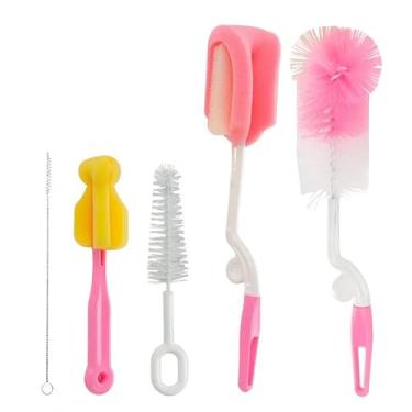 Imagem de Escova De Lavar Mamadeira Macia Com Limpador De Bicos (Rosa)