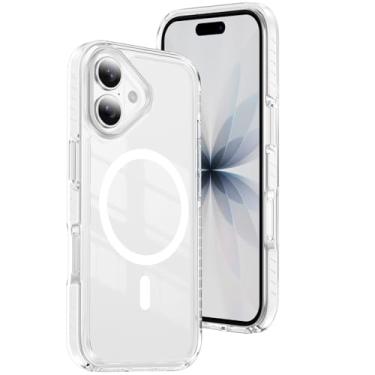 Imagem de COTDINFOR Capa transparente para iPhone 12, [compatível com MagSafe] [antiamarelamento] capa de telefone magnética resistente à prova de choque de policarbonato transparente e TPU macio para iPhone 12