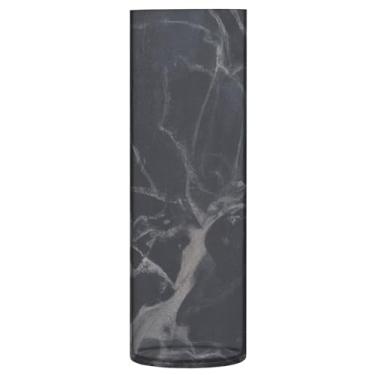 Imagem de JUZIHAI Vaso de mármore de veia preta para flores 9,9 cm x 30 cm Cilindro de plástico moderno vaso de flores para centro de mesa de casamento decoração de casa