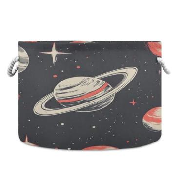 Imagem de JUZIHAI Planetas e estrelas (2) caixa de armazenamento grande, cesto de roupa suja dobrável à prova d'água com alças de corda de algodão para organização doméstica no quarto, banheiro e carro