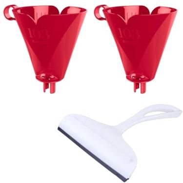 Imagem de Conjunto de 1 Rodo Plástico Multiuso Branco com Raspador 18cm + 2 Suporte de Filtro de Café Tam. 103 Vermelho