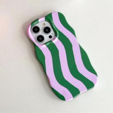 Imagem de IRTGFG Capa de celular fashion 2 em 1 com listras brilhantes e bordas onduladas, toque confortável, capa traseira rígida e fina (para iPhone 16 Pro Max/4)