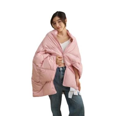 Imagem de Cobertor leve de plumas para mulheres fofas para cama cachecol adulto solteiro longo para sofá inverno xale multifuncional portátil para viagens ao ar livre quente (rosa, 70 x 130 cm)