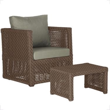 Imagem de Mesa E 1 Poltrona Madri Corda Náutica Estofado 8 Trama Marrom