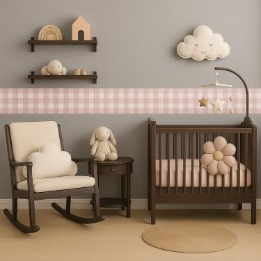 Imagem de Adesivo Faixa De Parede Infantil Xadrez Np398 Lilás