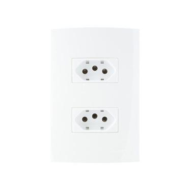 Imagem de Tomada Dupla Margirius Sleek 2p+t 20a Com Placa 4x2 Branca