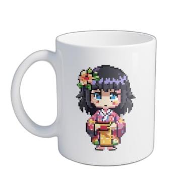 Imagem de Caneca Xícara de Café Porcelana 300ml Chibigirlinpixelart Colorido