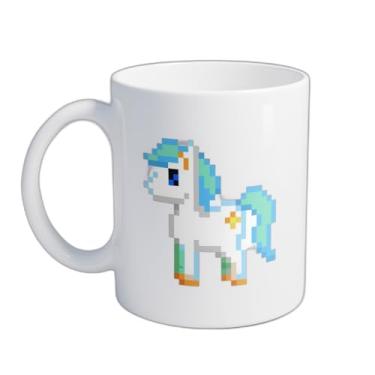 Imagem de Caneca Xícara de Café Porcelana 300ml Desenho Pixel Art Unicórnio
